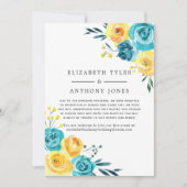 Turquoise en Gellow Wedding Reduced Guest List Aankondiging (Voorkant)