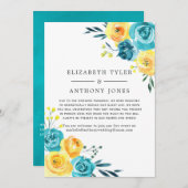 Turquoise en Gellow Wedding Reduced Guest List Aankondiging (Voorkant / Achterkant)