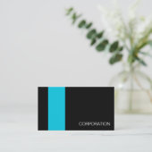 Turquoise en gestreept zwart modern visitekaartje (Staand voorkant)