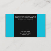 Turquoise en gestreept zwart modern visitekaartje (Achterkant)