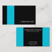 Turquoise en gestreept zwart modern visitekaartje (Voorkant / Achterkant)