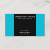 Turquoise en gestreept zwart modern visitekaartje (Achterkant)