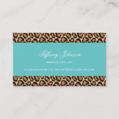 Turquoise en Girly Leopard Print Visitekaartje (Achterkant)
