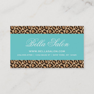 Turquoise en Girly Leopard Print Visitekaartje