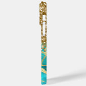 Turquoise en Glitterig Goud Glam Persoonlijk Case-Mate iPhone Case (Achterkant / Links)