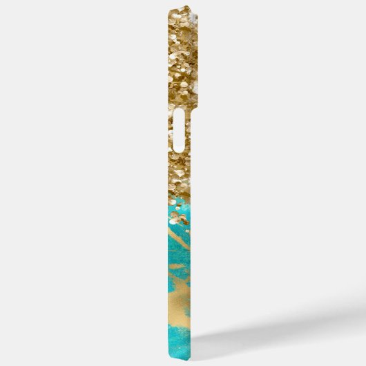 Turquoise en Glittery Gold Glam op maat Case-Mate iPhone Case (Achterkant / Rechts)