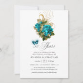 Turquoise en Gold 50th Wedding Jubileum Kaart (Voorkant)