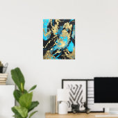 Turquoise en Gold Abstract Art Poster (Thuiskantoor)