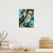 Turquoise en Gold Abstract Art Poster (Keuken)