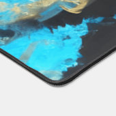 Turquoise en Gold Abstract Art Poster Bureaumat (Hoek)