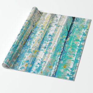 Turquoise en Gold Abstract Birch schilderen Cadeaupapier