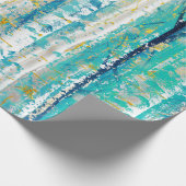 Turquoise en Gold Abstract Birch schilderen Cadeaupapier (Hoek)