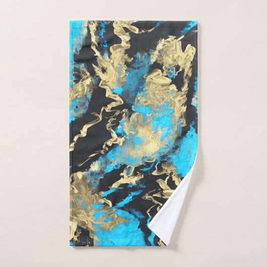 Turquoise en Gold Abstracte kunst Bad Handdoek (Handdoek)