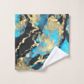 Turquoise en Gold Abstracte kunst Bad Handdoek (Wasdoekje)