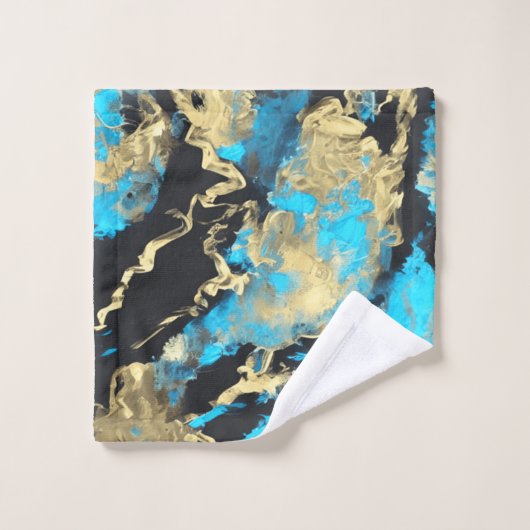 Turquoise en Gold Abstracte kunst Bad Handdoek (Wasdoekje)