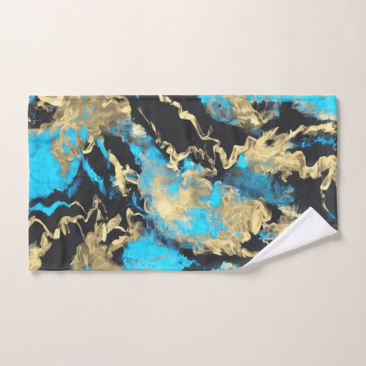 Turquoise en Gold Abstracte kunst Bad Handdoek (Handdoek)