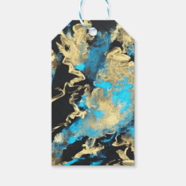 Turquoise en Gold Abstracte kunst Cadeaulabel