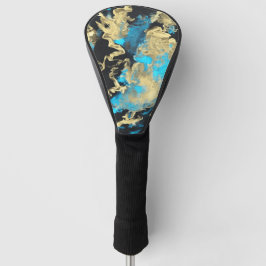 Turquoise en Gold Abstracte kunst Golfheadcover