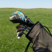 Turquoise en Gold Abstracte kunst Golfheadcover (Insitu)