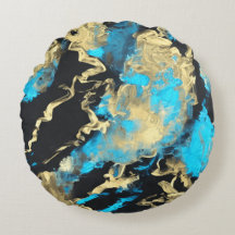 Turquoise en Gold Abstracte kunst