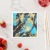 Turquoise en Gold Abstracte kunst Servet (Insitu)