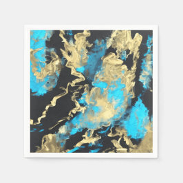 Turquoise en Gold Abstracte kunst Servet