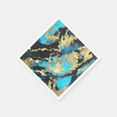 Turquoise en Gold Abstracte kunst Servet (Hoek)