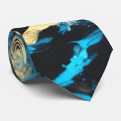 Turquoise en Gold Abstracte kunst Stropdas (Opgerold)