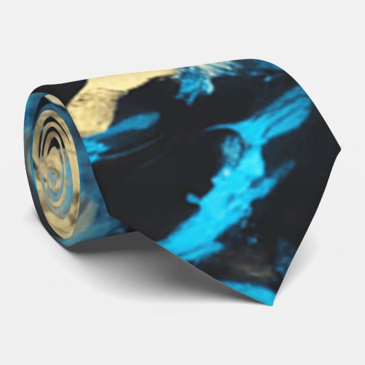 Turquoise en Gold Abstracte kunst Stropdas (Opgerold)