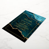 Turquoise en Gold Agate Baptism Folie Invitation Uitnodiging (Gedraaid)