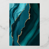 Turquoise en Gold Agate Baptism Folie Invitation Uitnodiging (Achterkant)