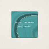 Turquoise en Gold Agate Vierkante Visitekaartjes (Voorkant)