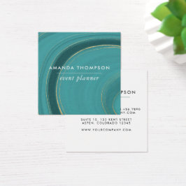 Turquoise en Gold Agate Vierkante Visitekaartjes