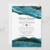 Turquoise en Gold Agate Virtual Vrijgezellenfeest Kaart (Voorkant)