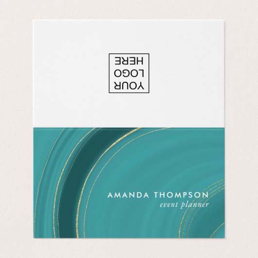 Turquoise en Gold Agate Visitekaartje (Buitenkant ongevouwen)