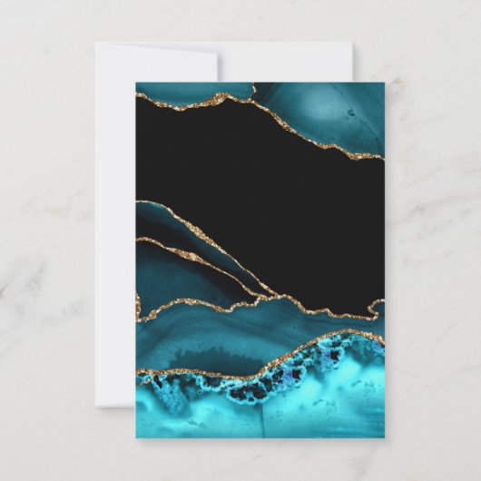 Turquoise en Gold Agate Wedding RSVP Kaartje (Achterkant)