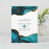 Turquoise en Gold Agate Wedding Save The Date (Staand voorkant)