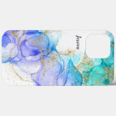 Turquoise en Gold Alcohol Ink & Jouw naam Case-Mate iPhone Case (Achterkant (horizontaal))