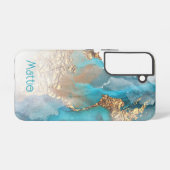 Turquoise en Gold Alcohol Ink Samsung Galaxy Cas Hoesje (Achterkant horizontaal)