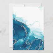Turquoise en Gold Alcohol Ink Wedding Invitation Kaart (Achterkant)