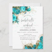  Turquoise en Gold Bachelorette Weekend Kaart (Voorkant)