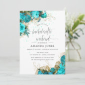  Turquoise en Gold Bachelorette Weekend Kaart (Staand voorkant)