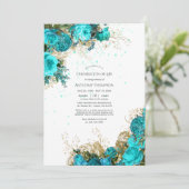  Turquoise en Gold Celebration of Life Kaart (Staand voorkant)