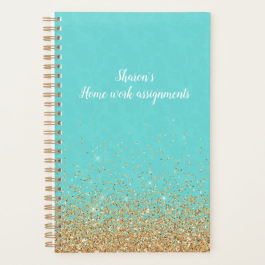 Turquoise en Gold Daily Planner (Voorkant)