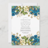 Turquoise en Gold Floral Celebration of Life Kaart (Voorkant)