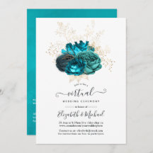 Turquoise en Gold Floral Online Virtual Wedding