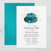 Turquoise en Gold Floral Shower per Mail Kaart (Voorkant / Achterkant)