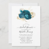 Turquoise en Gold Floral Virtual Vrijgezellenfeest Kaart (Voorkant)