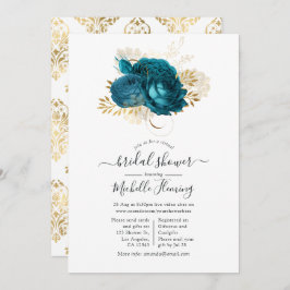 Turquoise en Gold Floral Virtual Vrijgezellenfeest Kaart