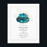 Turquoise en Gold Floral Wedding Flyer<br><div class="desc">Turquoise en gouden vintage bruiloft uitnodiging ontworpen om snel en gemakkelijk te worden aangepast aan uw evenement specifieke kenmerken. Enveloppen zijn niet inbegrepen. Voor dikkere uitnodigingen met enveloppen en bijpassende producten over hetzelfde thema,  zie het collectie hieronder.</div>